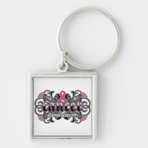 Breast Cancer Awareness Floral Ornamental Keychains