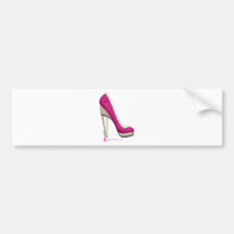 Breast Cancer Awareness Glitter Pearl Pump Bumper Stickers