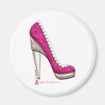 Breast Cancer Awareness Glitter Pearl Pump Magnets