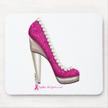 Breast Cancer Awareness Glitter Pearl Pump Mouse Pads