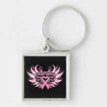 Breast Cancer Awareness Heart Wings.png Key Chain