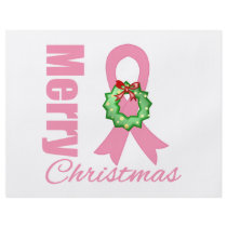 Breast Cancer Awareness Merry Christmas Ribbon Flyer Design