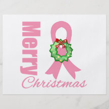 Breast Cancer Awareness Merry Christmas Ribbon Flyer Design