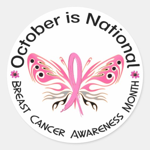 Breast Cancer Awareness Month Butterfly 3.3 Stickers