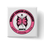 Breast Cancer Awareness Month Butterfly Circle Pinback Button