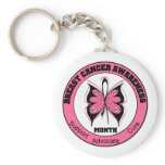 Breast Cancer Awareness Month Butterfly Circle Key Chain