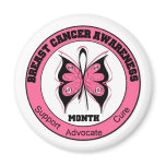 Breast Cancer Awareness Month Butterfly Circle Refrigerator Magnet