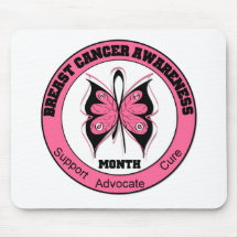 Breast Cancer Awareness Month Butterfly Circle Mouse Pad