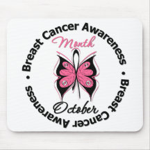 Breast Cancer Awareness Month Circle Butterfly Mousepad