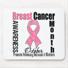 Breast Cancer Awareness Month Distressed Ribbon Mouse Pads