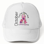 Breast Cancer Awareness Month Flower Ribbon 1 hats