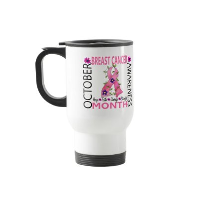 Breast Cancer Awareness Month Flower Ribbon 1 Coffee Mugs by awarenessgifts