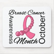 Breast Cancer Awareness Month Gemstone Ribbon Mousepad