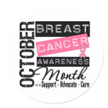 Breast Cancer AWARENESS Month Round Sticker