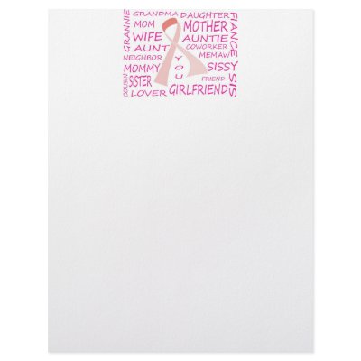 BREAST CANCER AWARENESS PINK RIBBON DESIGN PERSONALIZED LETTERHEAD by PerGis_NOSaints