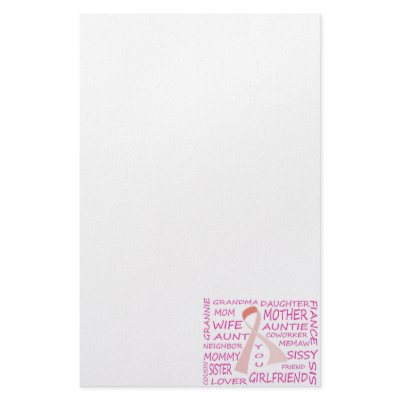 BREAST CANCER AWARENESS PINK RIBBON DESIGN STATIONERY PAPER by PerGis_NOSaints