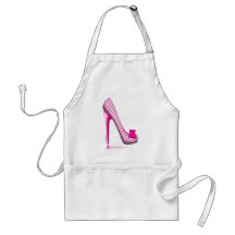 Breast Cancer Awareness Pink Ribbon Heel Aprons