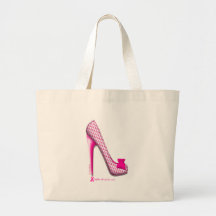 Breast Cancer Awareness Pink Ribbon Heel Canvas Bag