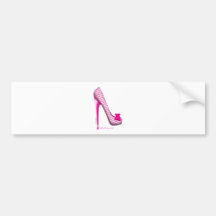 Breast Cancer Awareness Pink Ribbon Heel Bumper Stickers