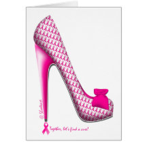 Breast Cancer Awareness Pink Ribbon Heel Cards