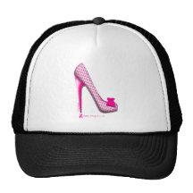 Breast Cancer Awareness Pink Ribbon Heel Trucker Hats