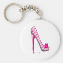Breast Cancer Awareness Pink Ribbon Heel Key Chains