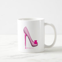 Breast Cancer Awareness Pink Ribbon Heel Coffee Mugs