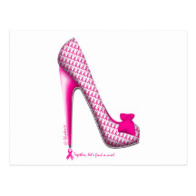 Breast Cancer Awareness Pink Ribbon Heel Postcards