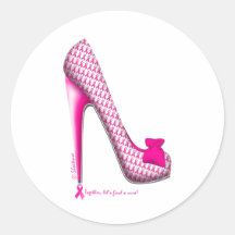 Breast Cancer Awareness Pink Ribbon Heel Stickers