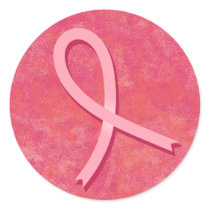Breast Cancer Awareness Ribbon Round Sticker
