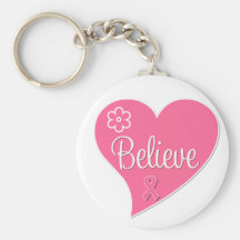 Breast Cancer Believe Heart Keychain