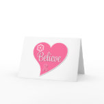 Breast Cancer Believe Pink Heart Greeting Card