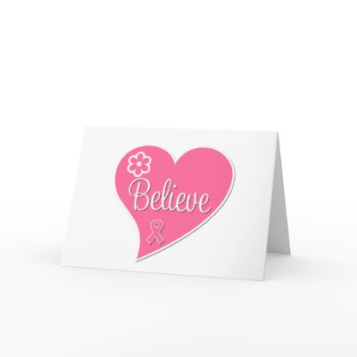 Breast Cancer Believe Pink Heart Greeting Card by cancerapparel
