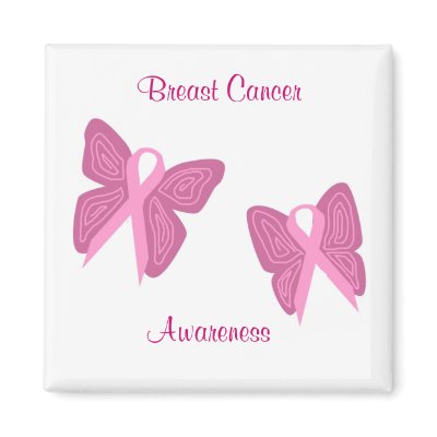 Breast cancer butterfly ribbons magnet by marcya7