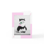 Breast Cancer Card Cat & Pink Rose; Pink Ribbons