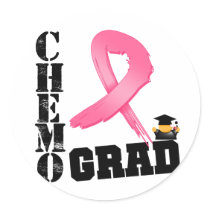 Breast Cancer Chemo Grad Round Sticker