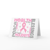 Breast Cancer Christmas 4 Holiday Snowflakes