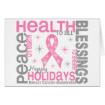 Breast Cancer Christmas 4 Holiday Snowflakes Greeting Card