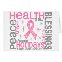 Breast Cancer Christmas 4 Holiday Snowflakes Greeting Card