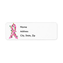 Breast Cancer Christmas Lights Ribbon Return Address Labels