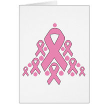 Breast  Cancer Christmas Ribbon Tree Card