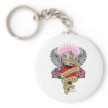 Breast Cancer Dagger Tattoo Keychain