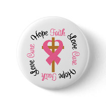 Breast Cancer Faith Hope Love Cross Pinback Buttons
