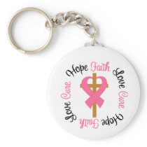 Breast Cancer Faith Hope Love Cross Keychains