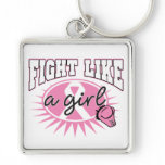 Breast Cancer Fight Like A Girl Sporty Callout Keychain