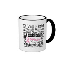 Breast Cancer Fight Persevere Overcome Win Mugs