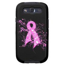 Breast Cancer Floral Swirls Ribbon Galaxy S3 Covers