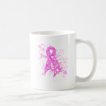 Breast Cancer Floral Swirls Ribbon Mug