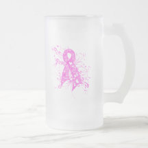 Breast Cancer Floral Swirls Ribbon Mugs