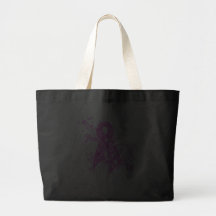 Breast Cancer Floral Swirls Ribbon Tote Bag
